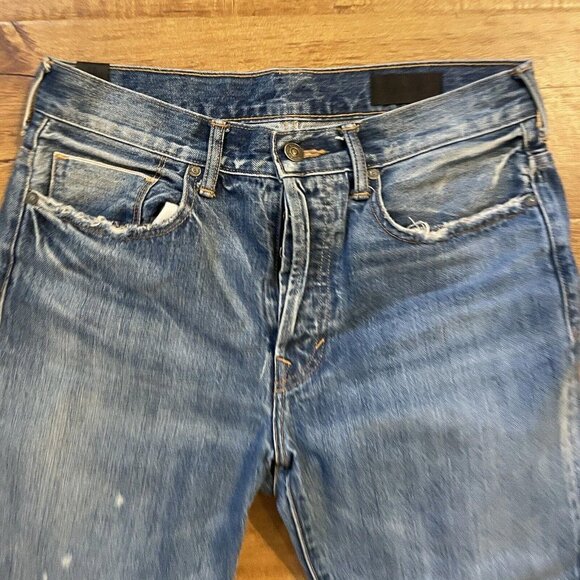 Vince Crop Jeans Sz 26 Blue Redline Selvedge USA Distress Button Fly YGI D2-76 - Picture 3 of 12